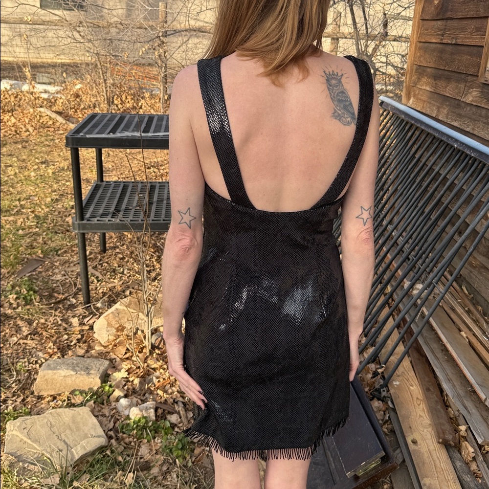 JANINE party vintage Elegant Black Sleeveless Dress asymmetrical mini beaded - Picture 2 of 13